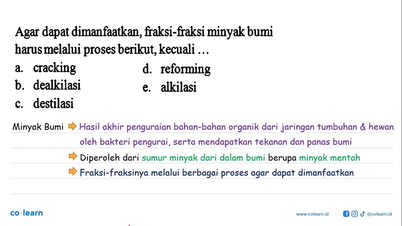 Agar dapat dimanfaatkan, fraksi-fraksi minyak bumi harus