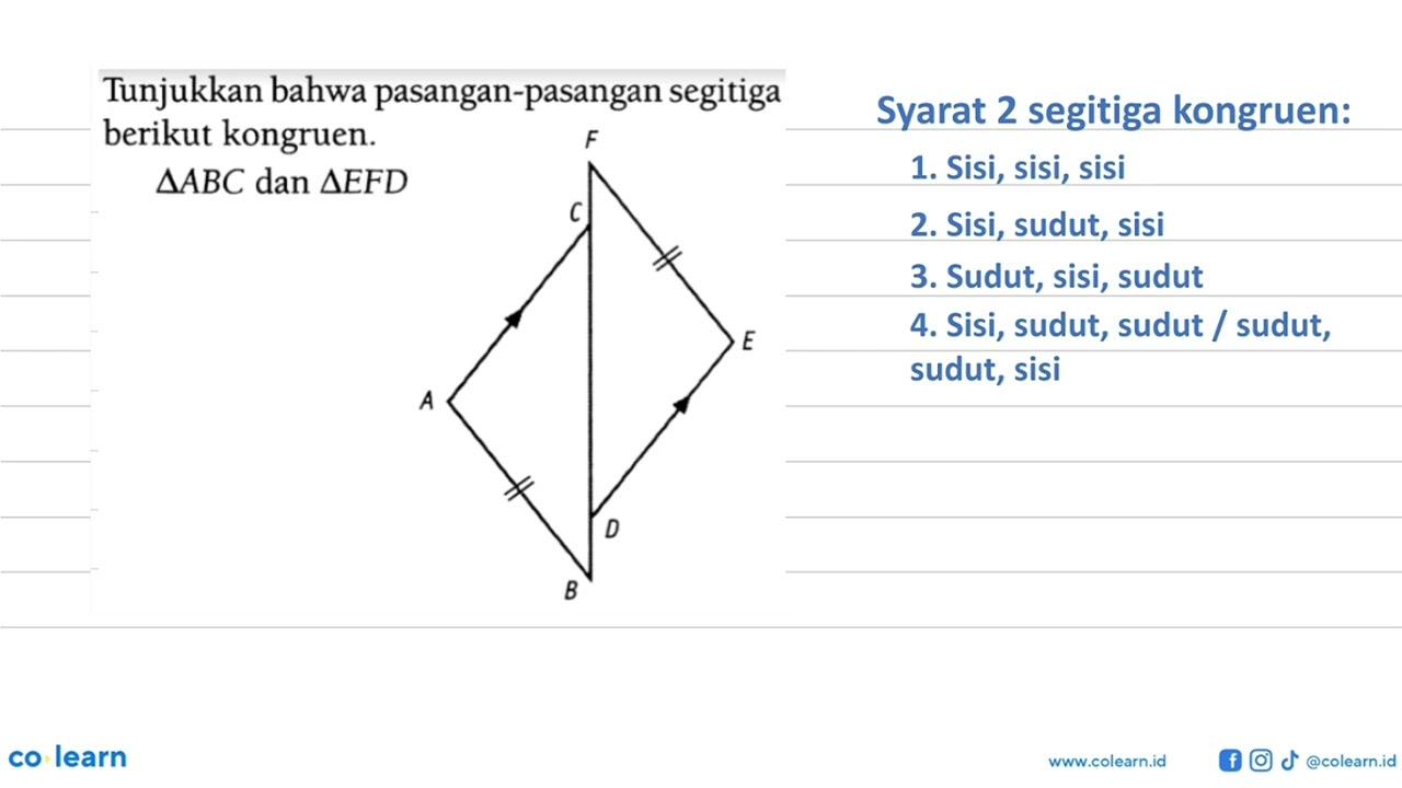 Tunjukkan bahwa pasangan-pasangan segitiga berikut