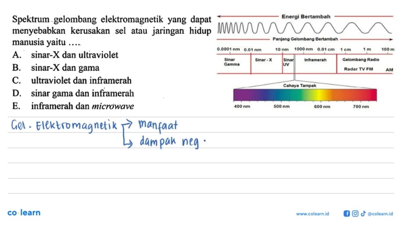 Spektrum gelombang elektromagnetik yang dapat menyebabkan