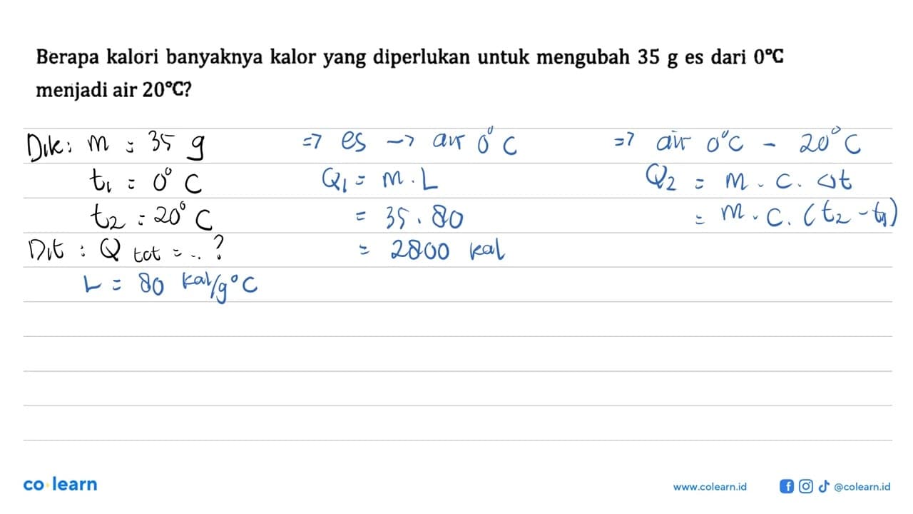 1 kkal = 4200 J Kalor jenis air = 4,2 J/gC = 4200 J/kgC = 1