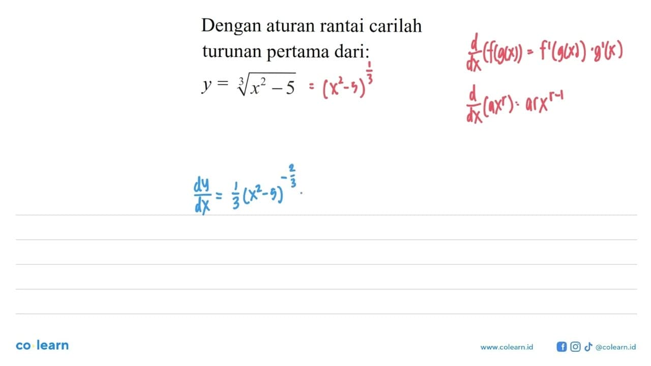 Dengan aturan rantai carilah turunan pertama