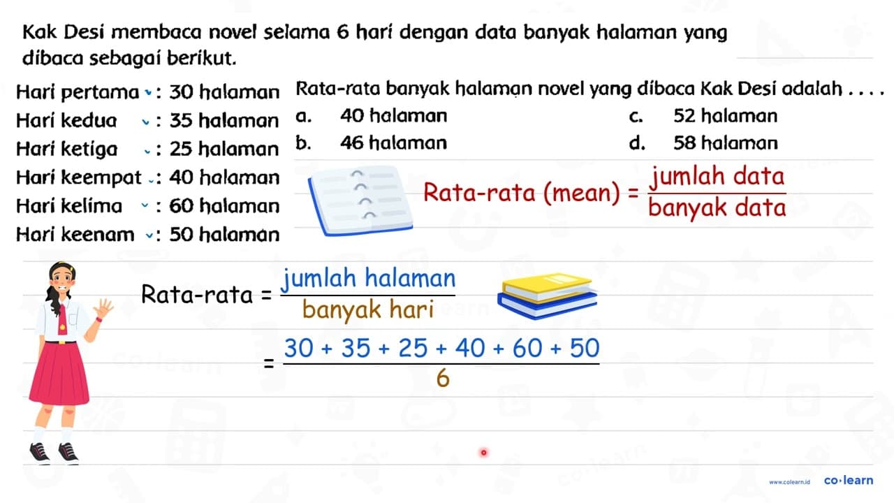 Kak Desi membaca novel selama 6 hari dengan data banyak