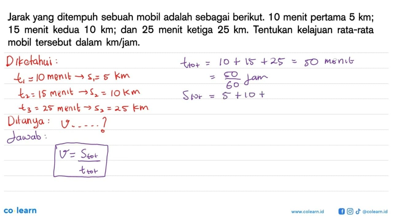 Jarak yang ditempuh sebuah mobil adalah sebagai berikut. 10