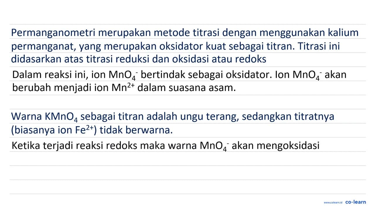 Perubahan yang dapat diamati pada titrasi permanganometri