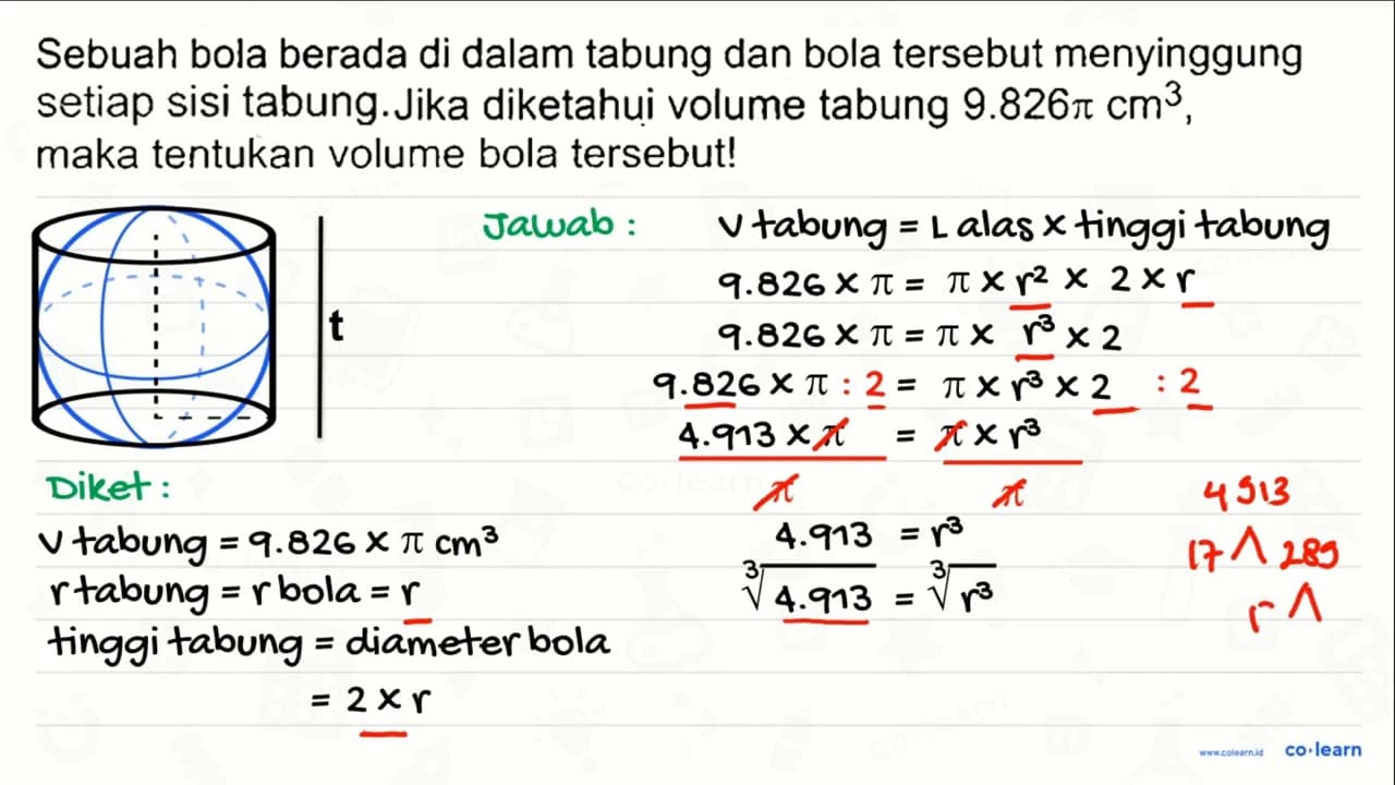 Sebuah bola berada di dalam tabung dan bola tersebut