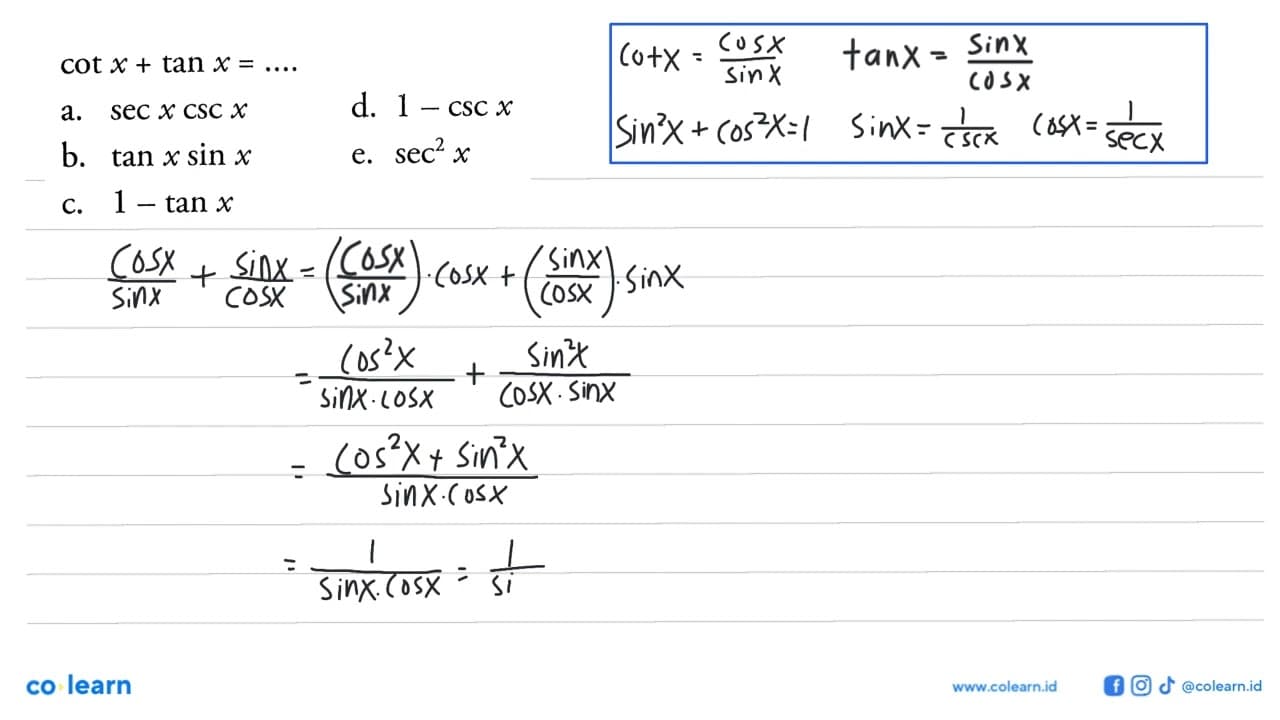 cot x+tan x=...