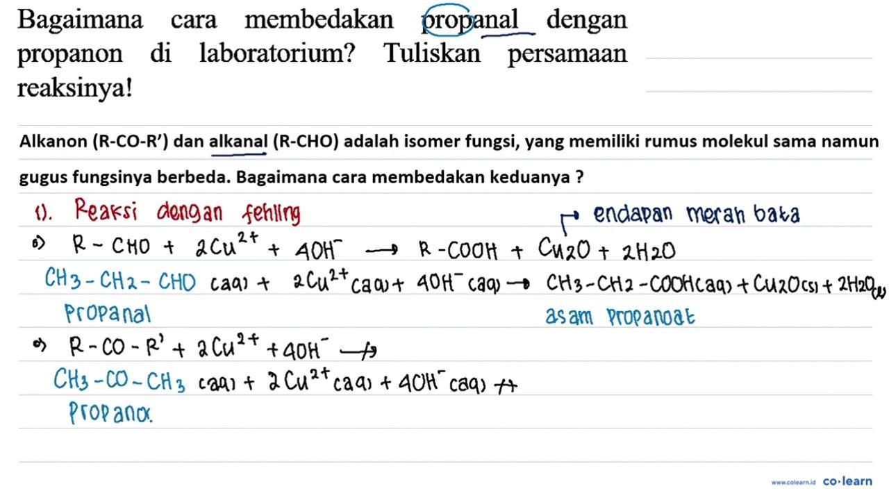 Bagaimana cara membedakan propanal dengan propanon di