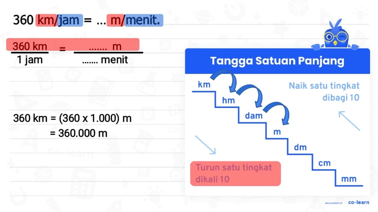 360 ~km / jam=... m / menit