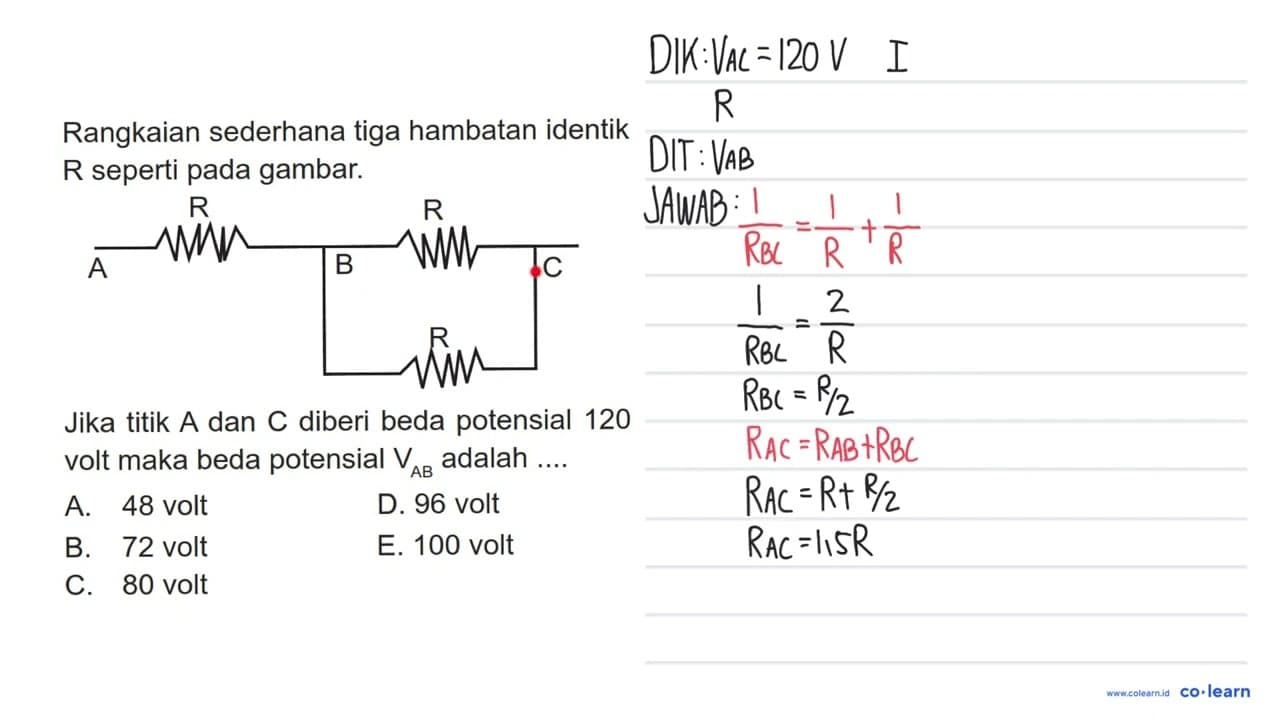 Rangkaian sederhana tiga hambatan identik R seperti pada