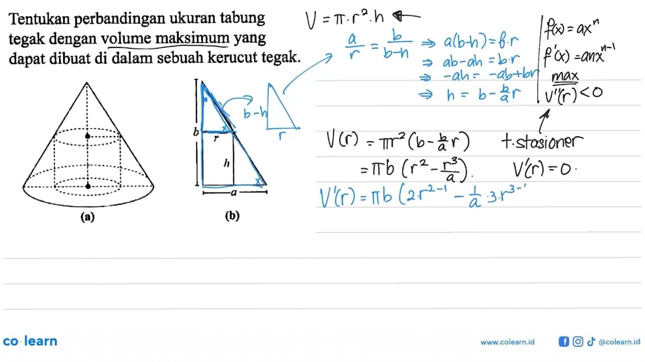 Tentukan perbandingan ukuran tabung tegak dengan volume