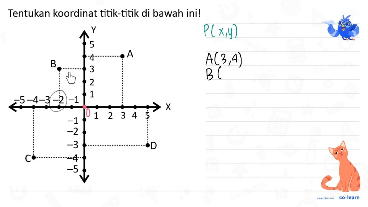 Tentukan koordinat titik-titik di bawah ini! Y A B X D C