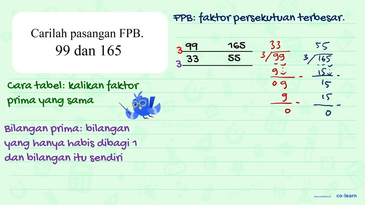 Carilah pasangan FPB 99 dan 165