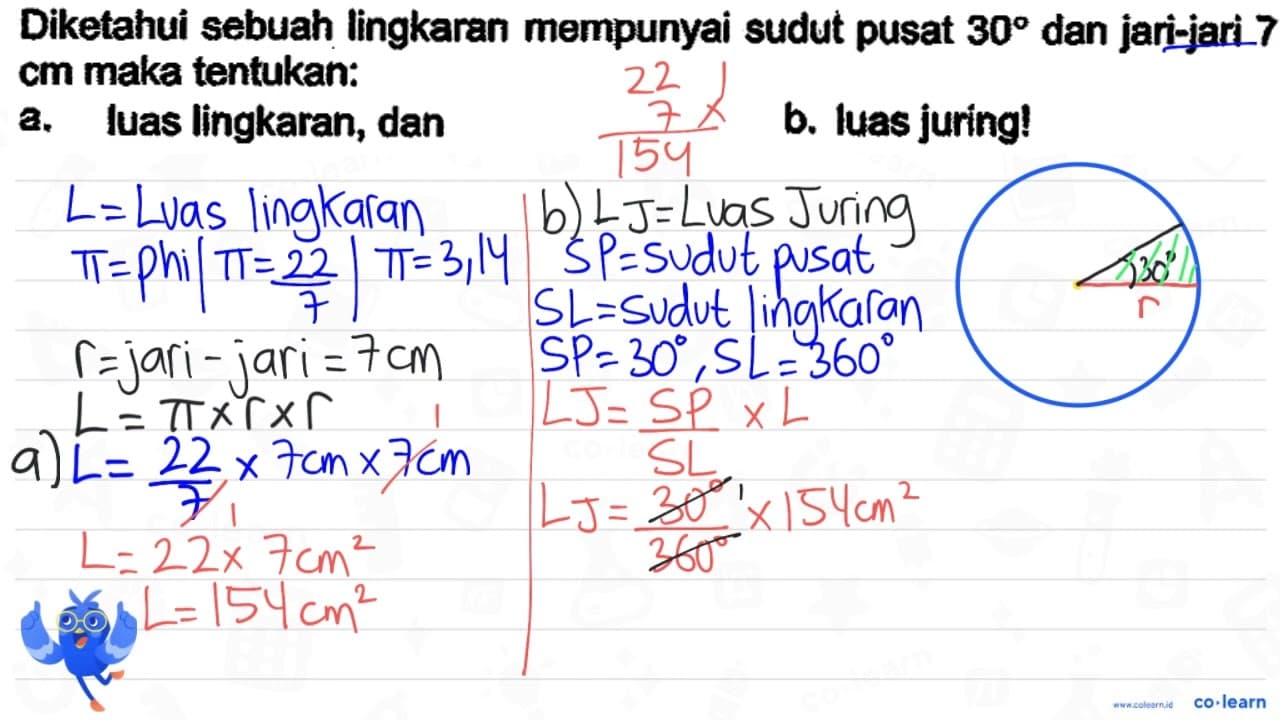 Diketahui sebuah lingkaran mempunyai sudut pusat 30 dan