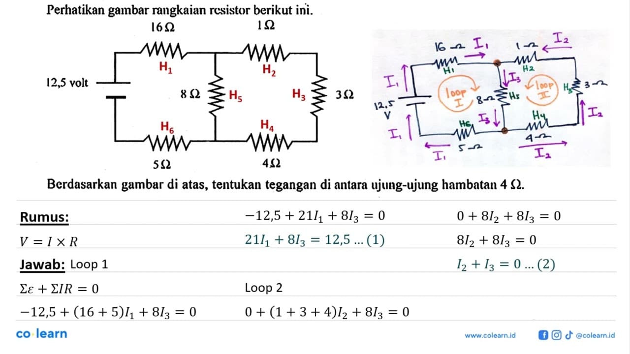 Perhatikan gambar rangkaian rcsistor berikut ini. 16 Ohm 1