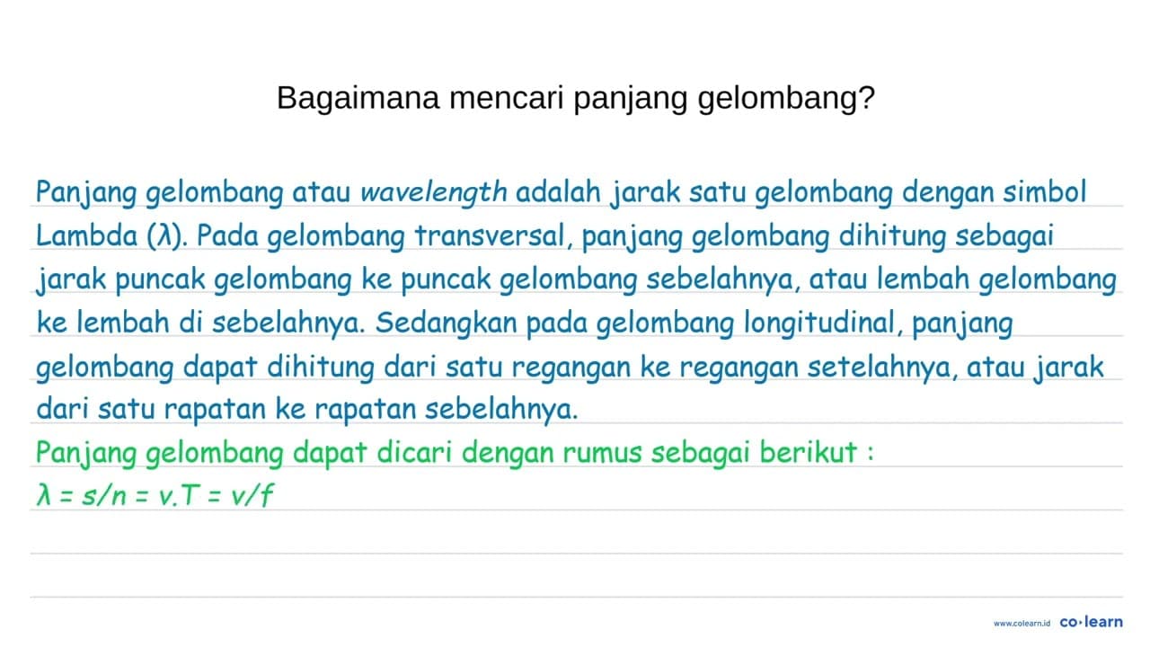 Bagaimana mencari panjang gelombang?