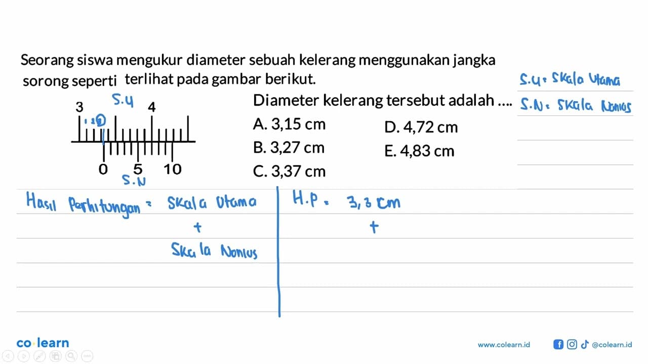 Seorang siswa mengukur diameter sebuah kelereng menggunakan