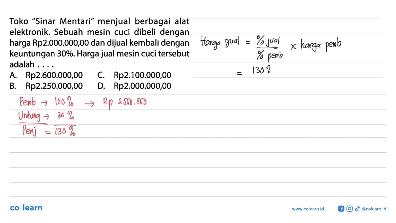 Toko 'Sinar Mentari' menjual berbagai alat elektronik.