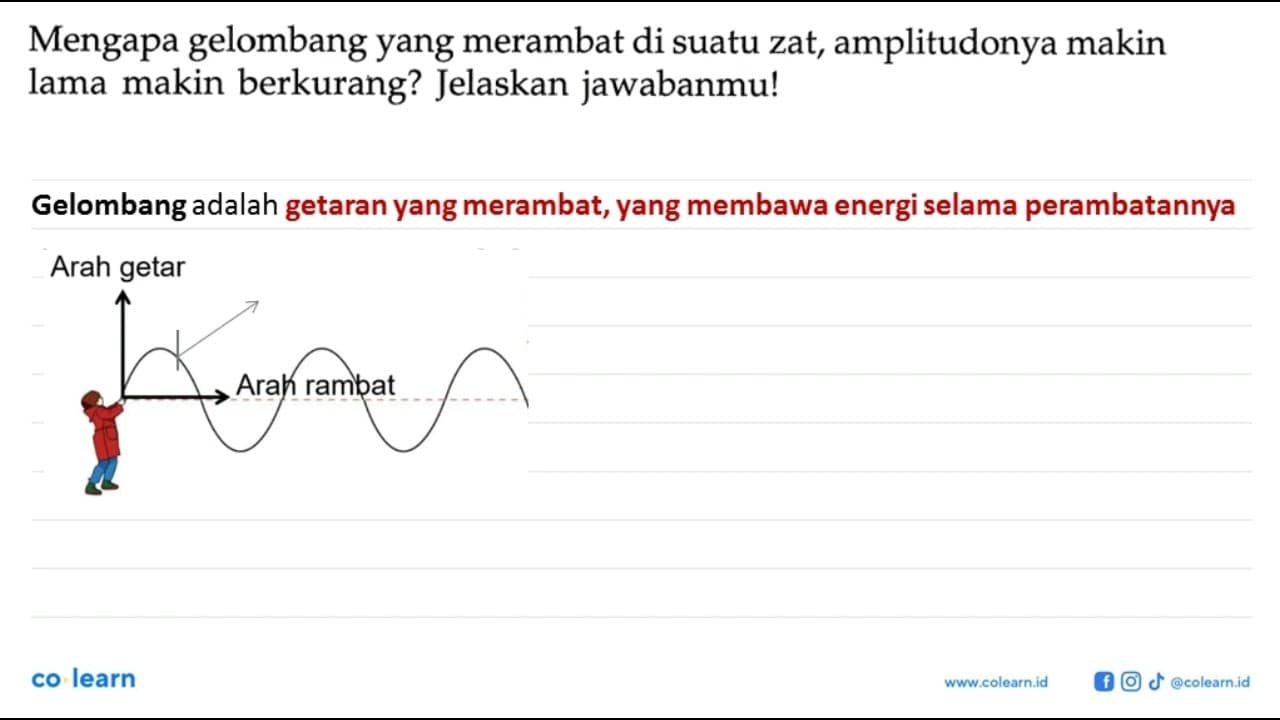 Mengapa gelombang yang merambat di suatu zat, amplitudonya