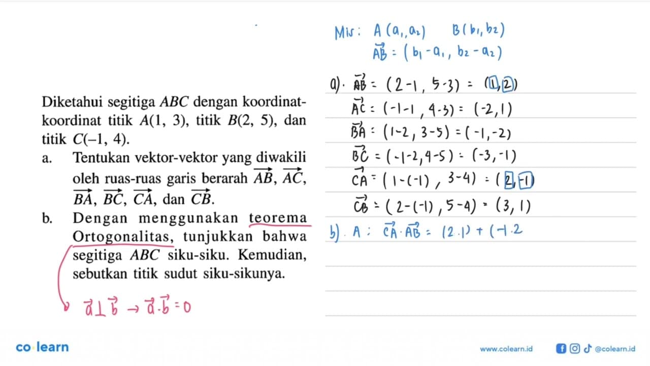 Diketahui segitiga ABC dengan koordinatkoordinat titik