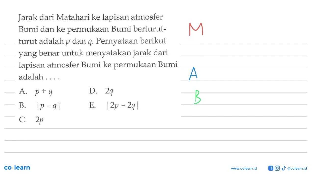 Jarak dari Matahari ke lapisan atmosfer Bumi dan ke