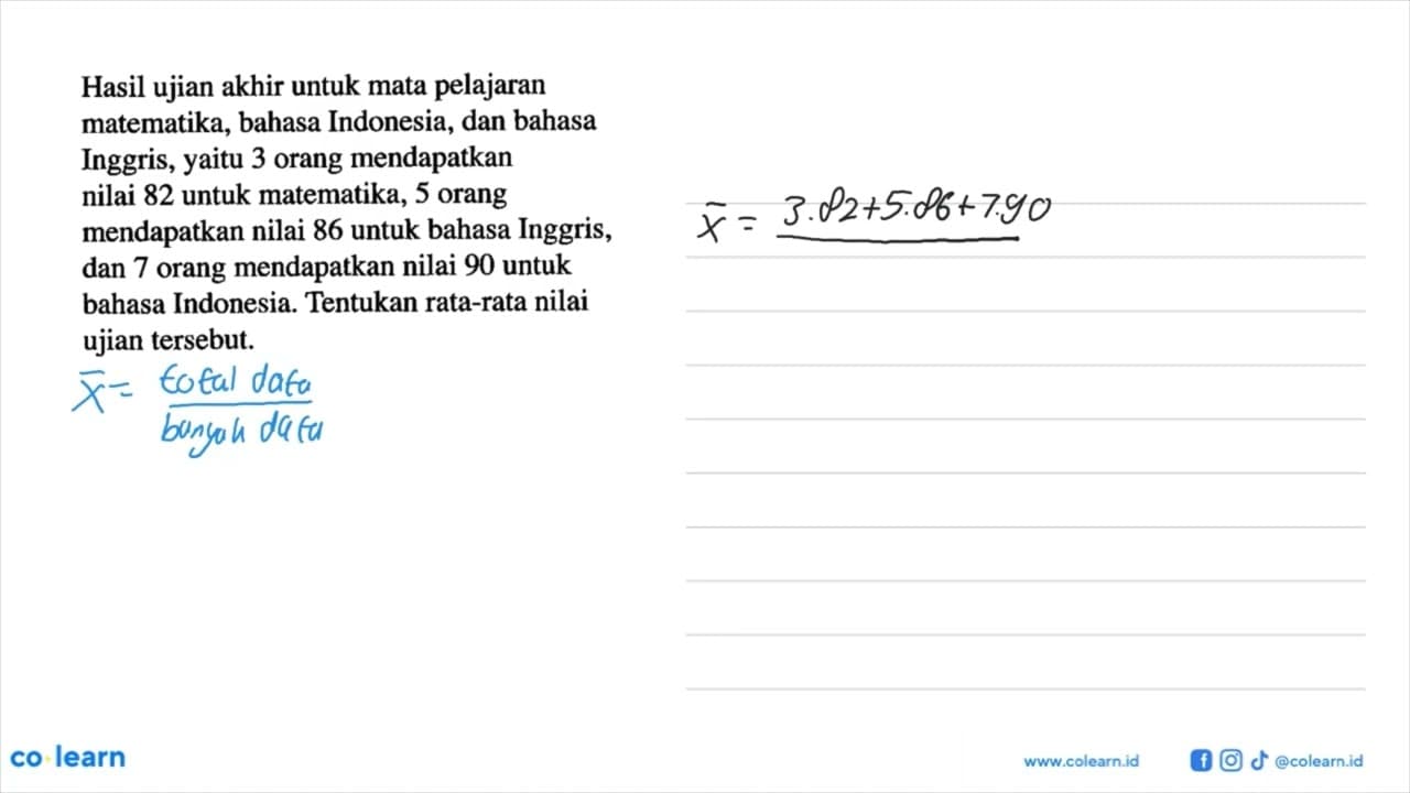 Hasil ujian akhir untuk mata pelajaran matematika, bahasa