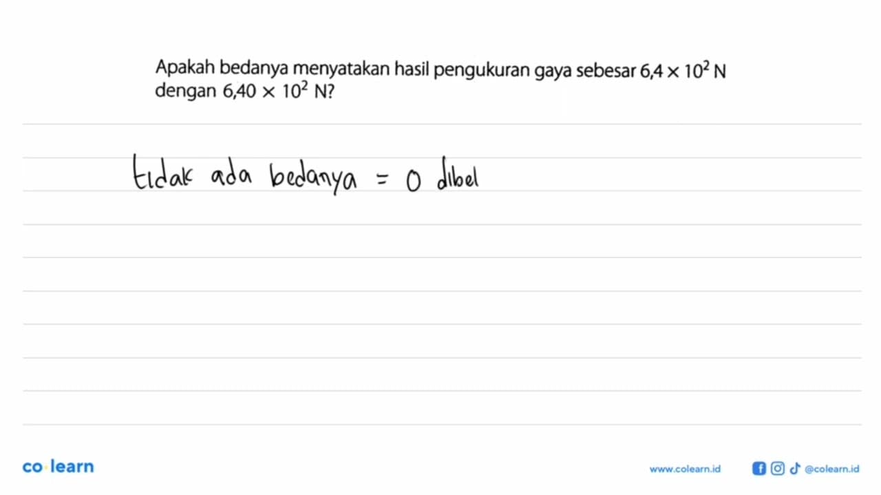 Apakah bedanya menyatakan hasil pengukuran gaya sebesar 64X