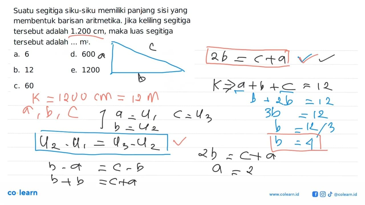 Suatu segitiga siku-siku memiliki panjang sisi yang