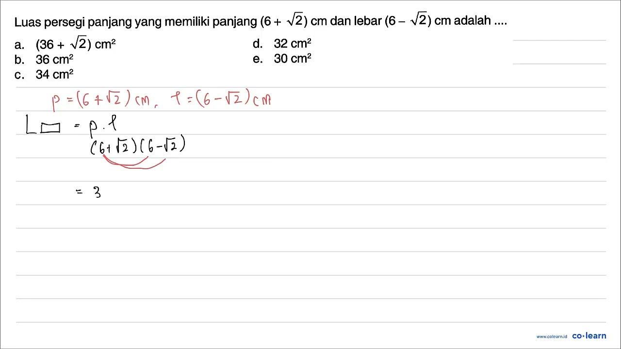Luas persegi panjang yang memiliki panjang (6+akar(2)) cm