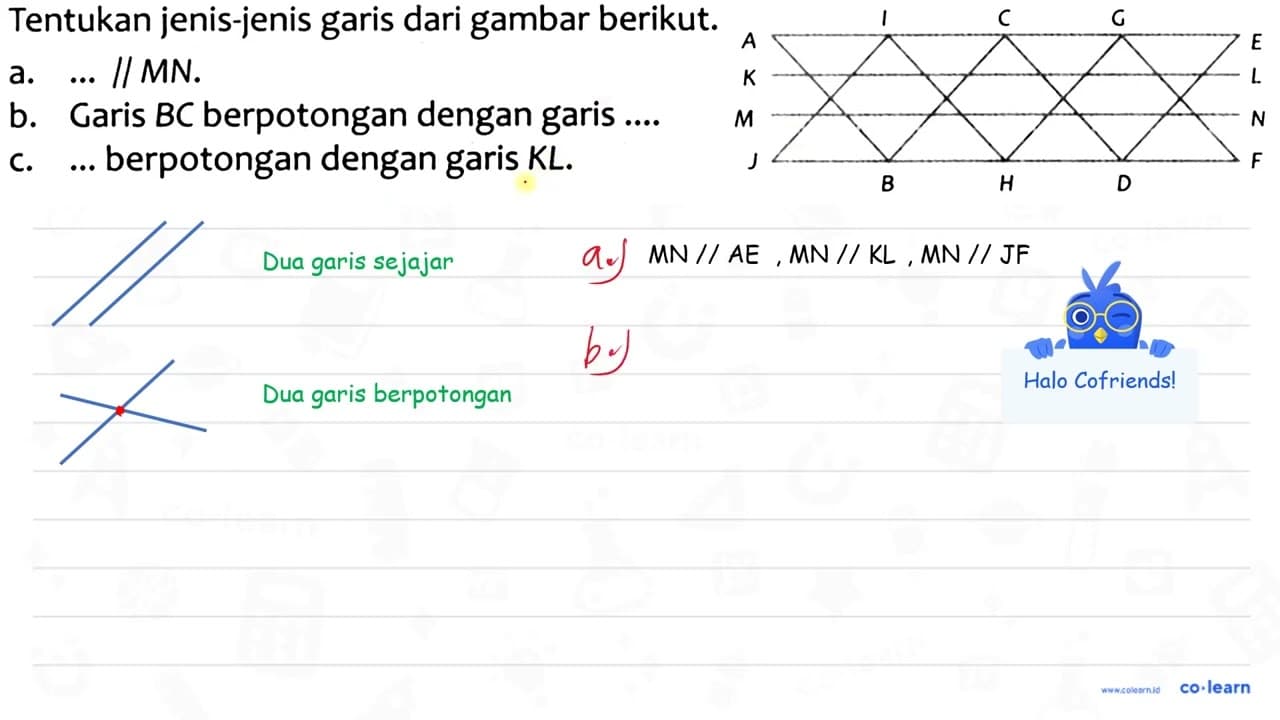 Tentukan jenis-jenis garis dari gambar berikut. a. ... //