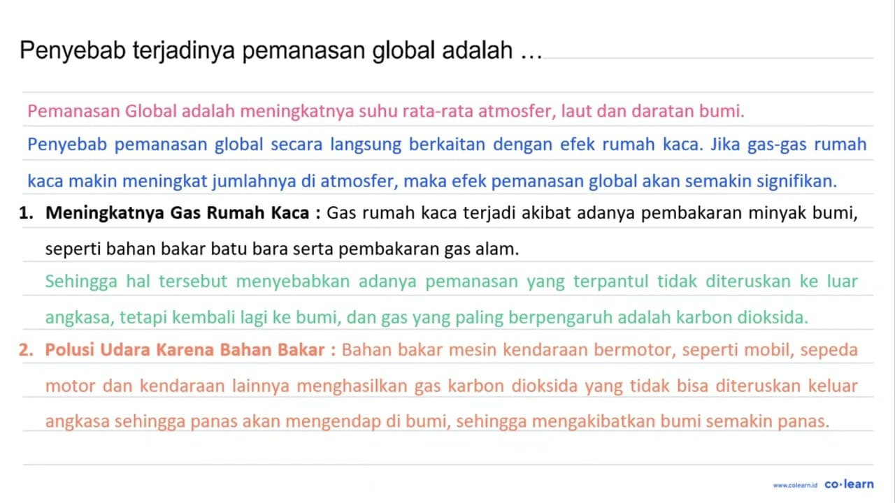 Penyebab terjadinya pemanasan global adalah ..