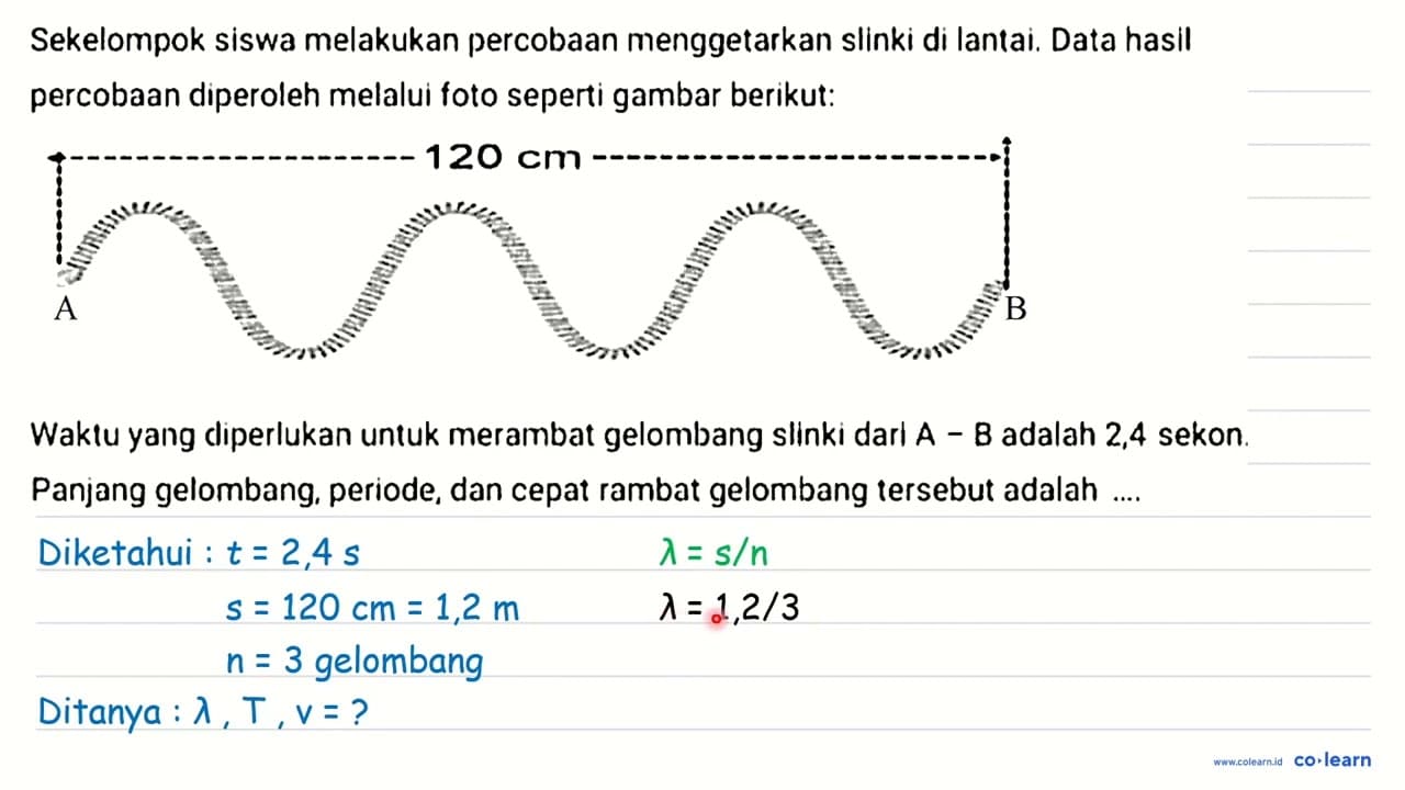 Sekelompok siswa melakukan percobaan menggetarkan slinki di