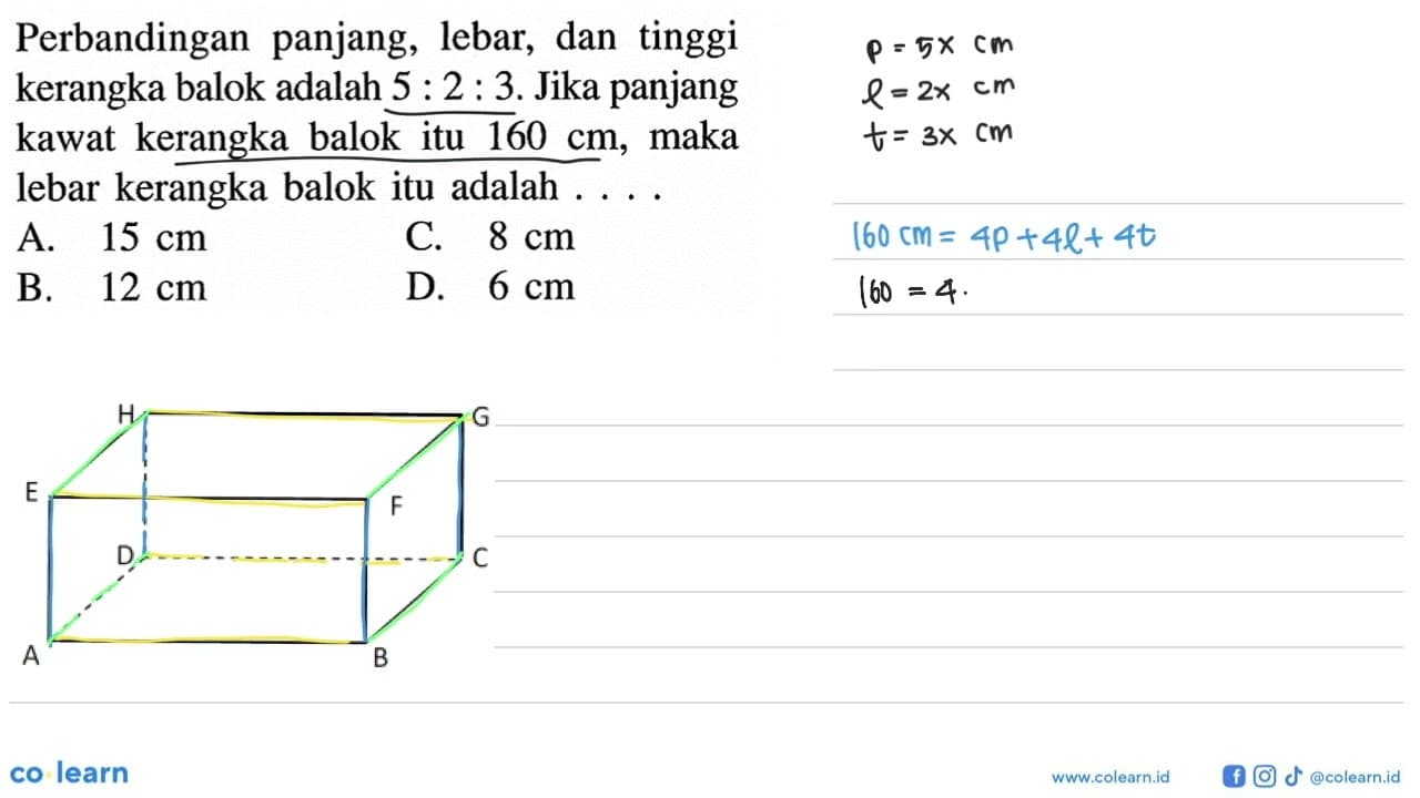 Perbandingan panjang, lebar, dan tinggi kerangka balok