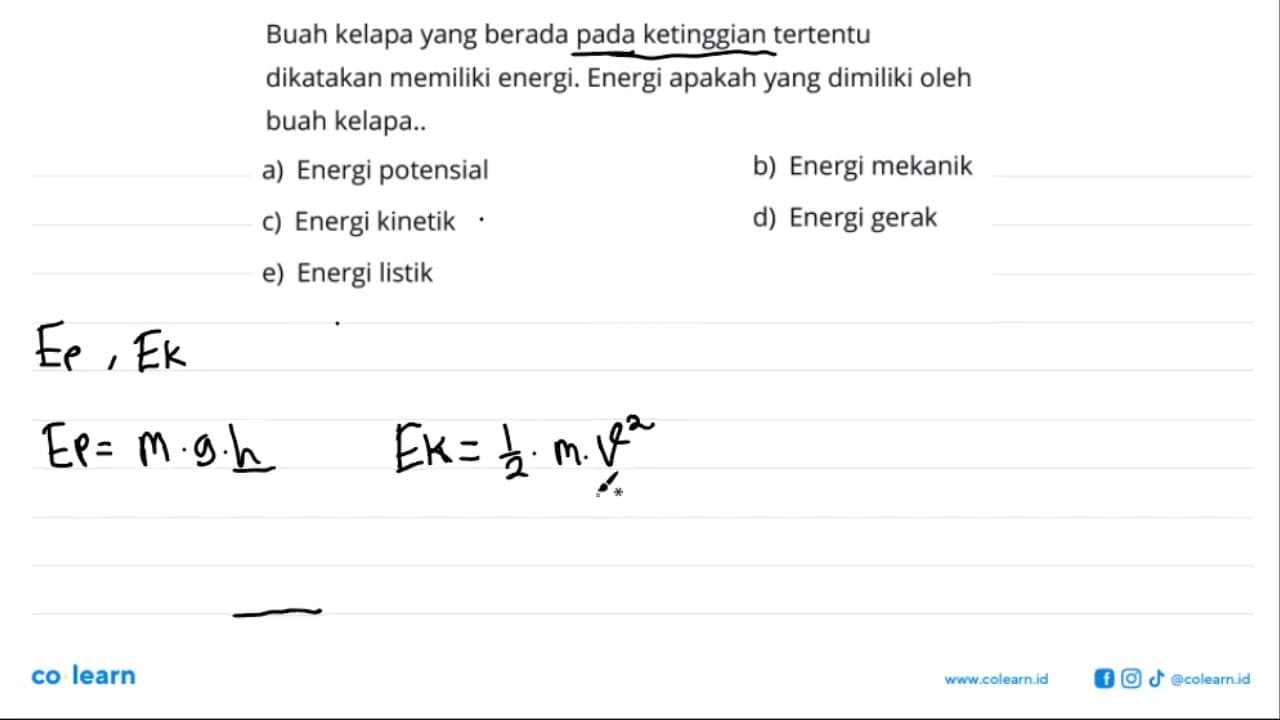 Buah kelapa yang berada pada ketinggian tertentu dikatakan