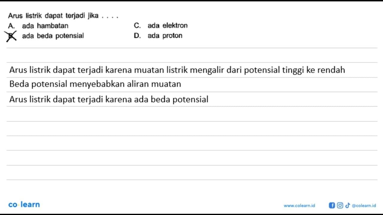 Arus listrik dapat terjadi jika...