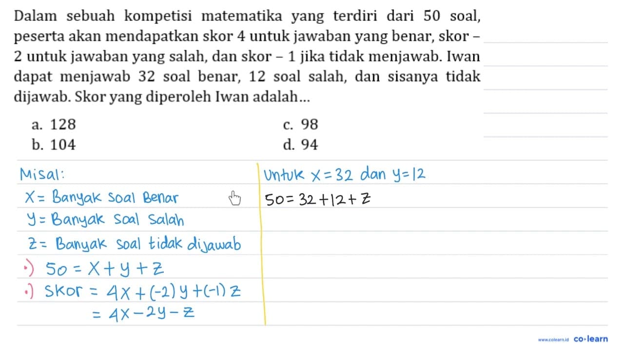 Dalam sebuah kompetisi matematika yang terdiri dari 50