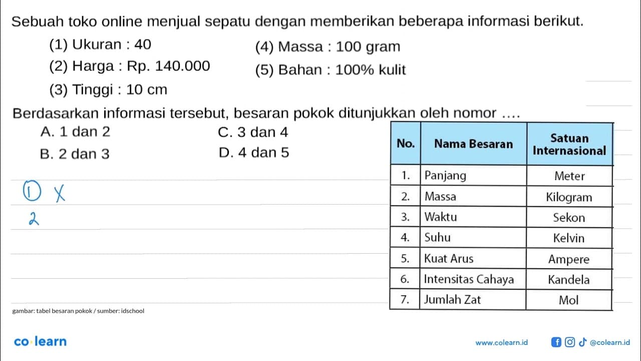 Sebuah toko online menjual sepatu dengan memberikan