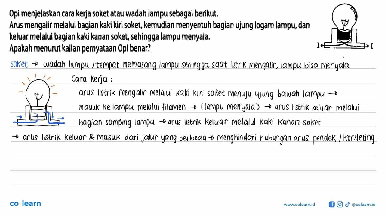 Opi menjelaskan cara kerja soket atau wadah lampu sebagai