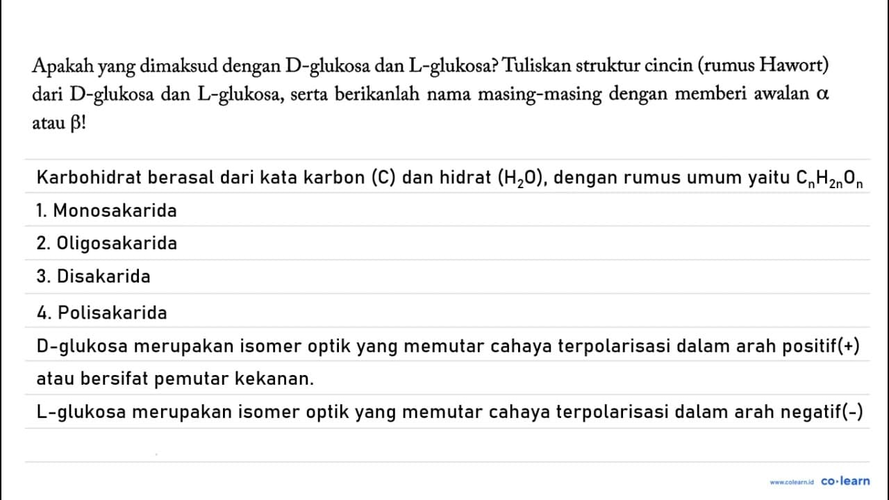 Apakah yang dimaksud dengan D-glukosa dan L-glukosa?