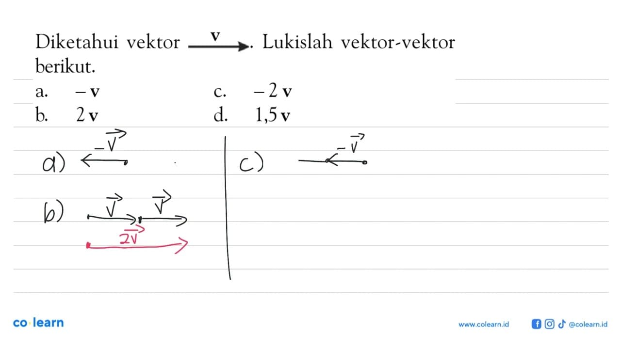 Diketahui vektor -> v Lukislah vektor-vektor berikut. a. -v