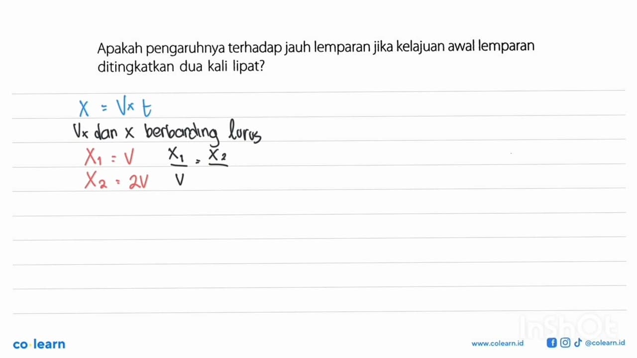 Apakah pengaruhnya terhadap jauh lemparan jika kelajuan