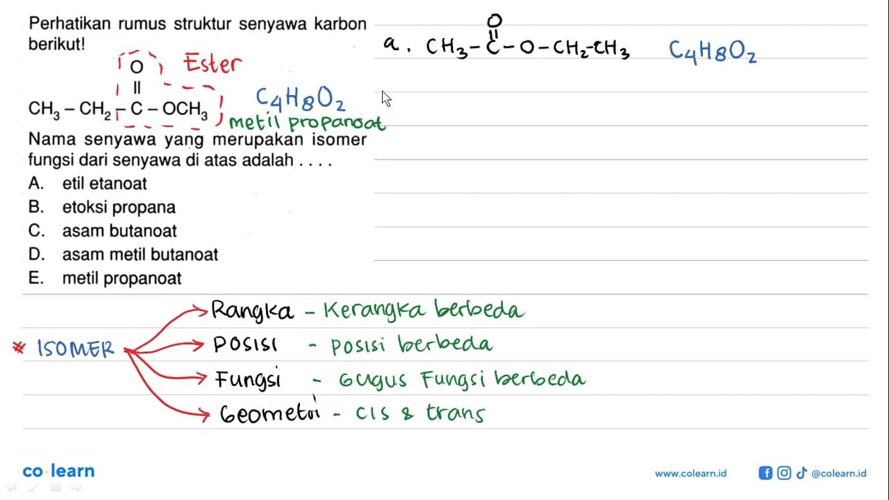 Perhatikan rumus struktur senyawa karbon berikut!