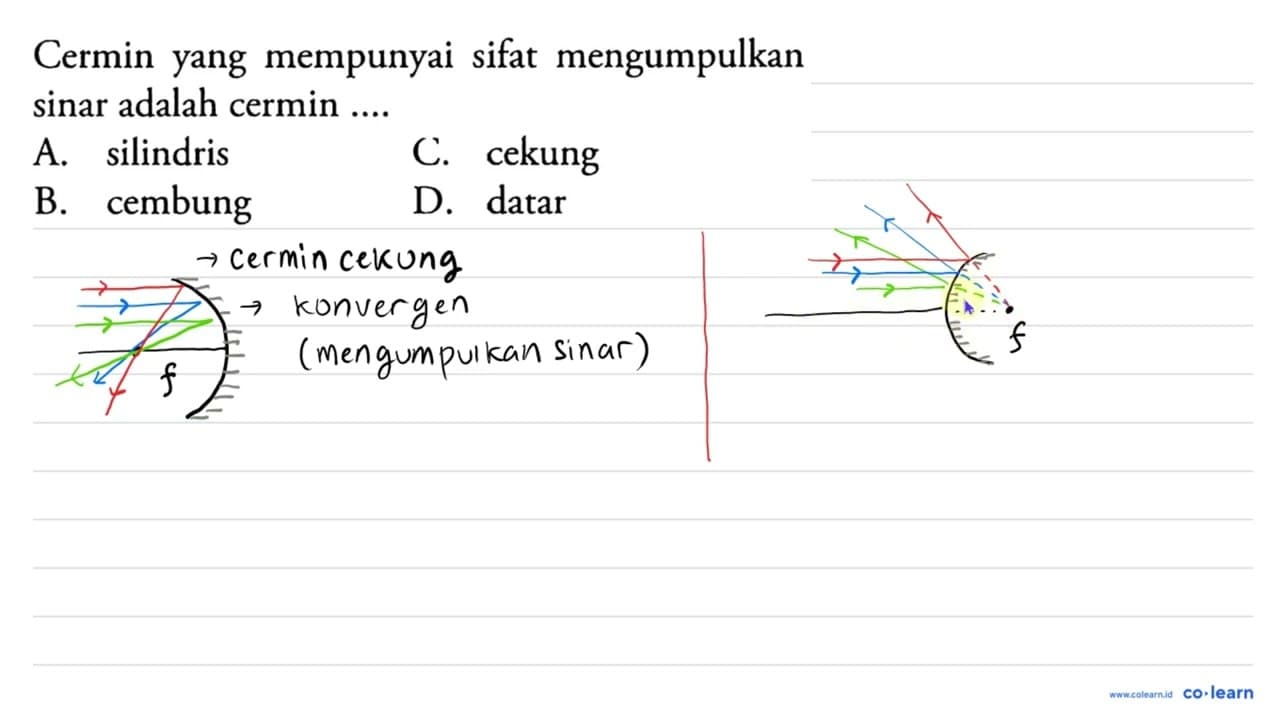 Cermin yang mempunyai sifat mengumpulkan sinar adalah