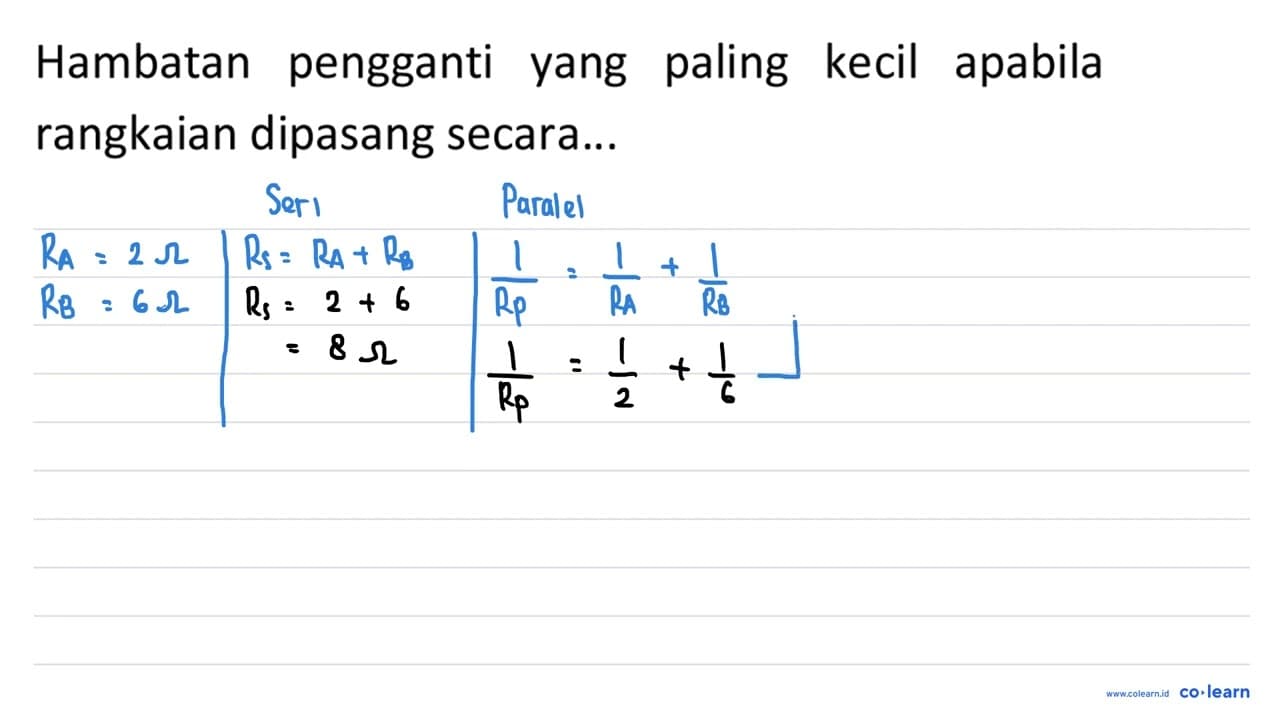 Hambatan pengganti yang paling kecil apabila rangkaian