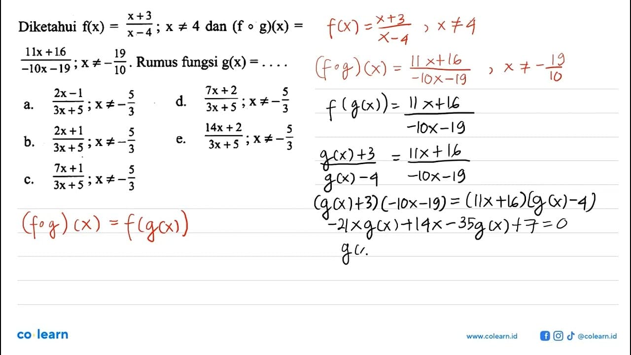 Diketahui f(x)=(x+3)/(x-4); x =/= 4 dan