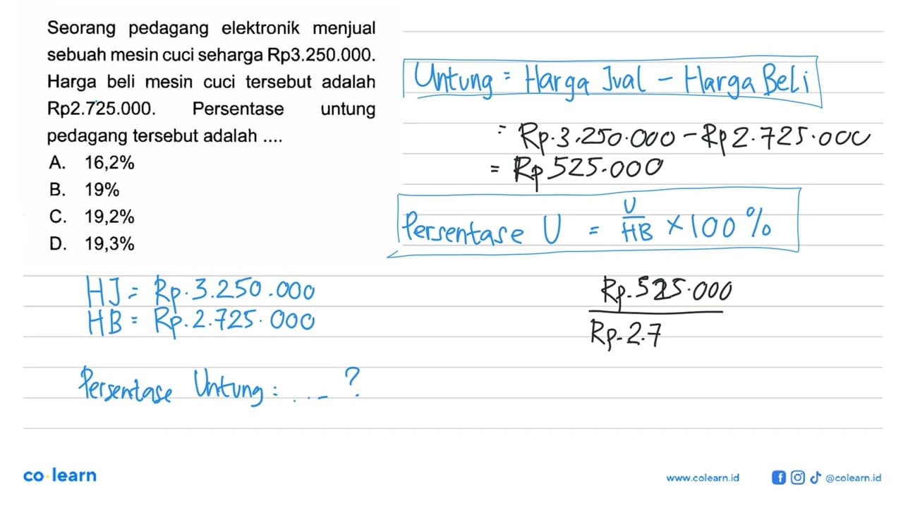 Seorang pedagang elektronik menjual sebuah mesin cuci