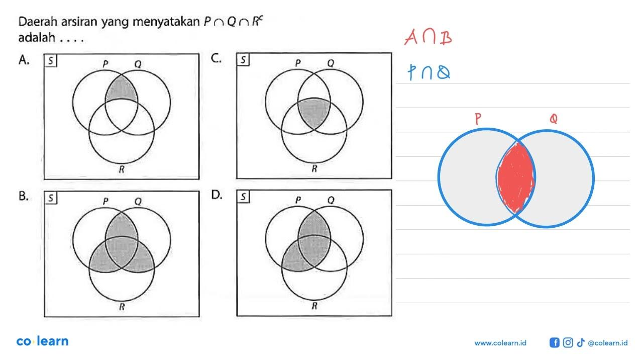 Daerah arsiran yang menyatakan P n Q n R^c adalah ....