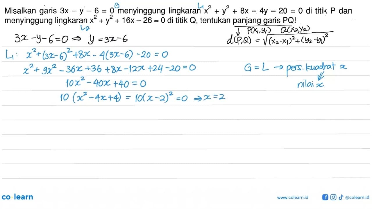 Misalkan garis 3x-y-6=0 menyinggung lingkaran