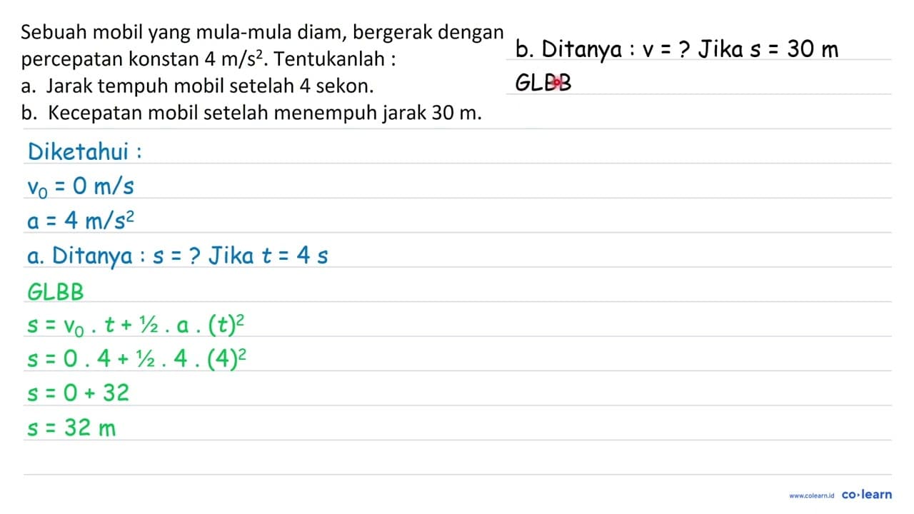 Sebuah mobil yang mula-mula diam, bergerak dengan