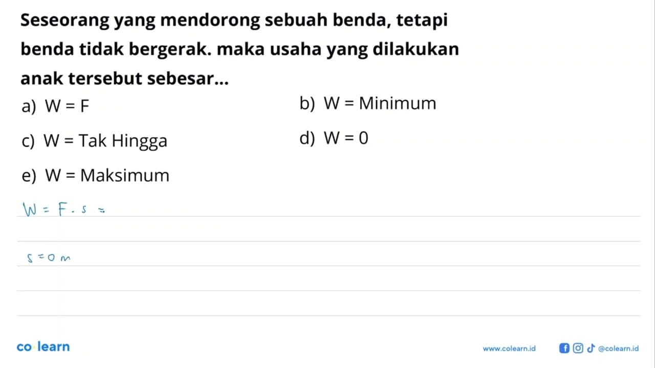 Seseorang yang mendorong sebuah benda, tetapi benda tidak