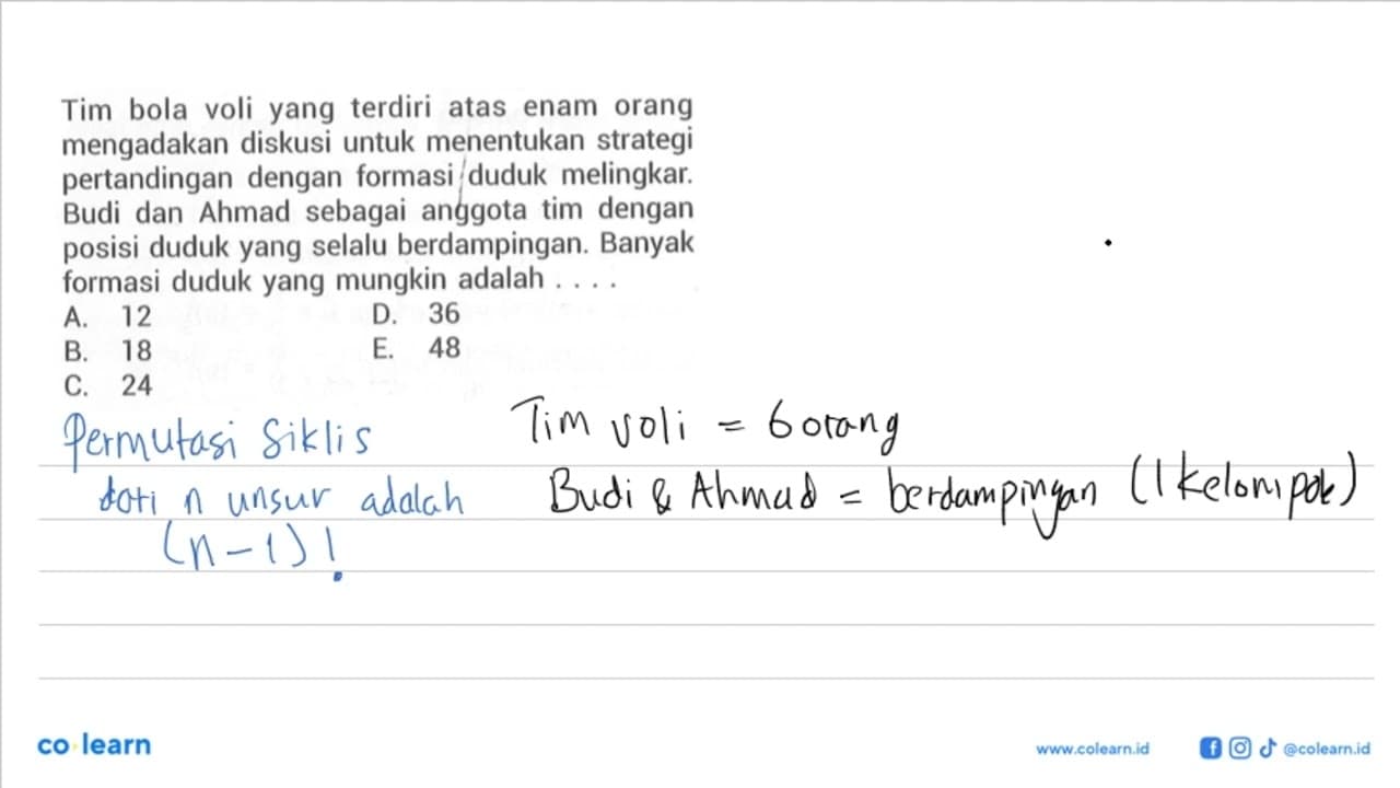 Tim bola voli yang terdiri atas enam orang mengadakan